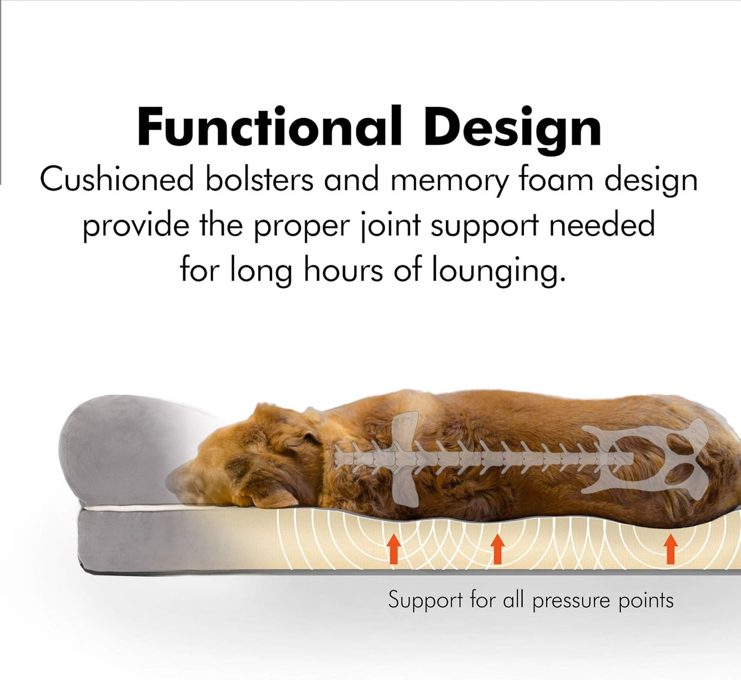 Cozy Orthopedic Small Dog Bed with Memory Foam, Calming Couch Design, Washable Cover & Non-Slip Bottom - Chester in Khaki Beige