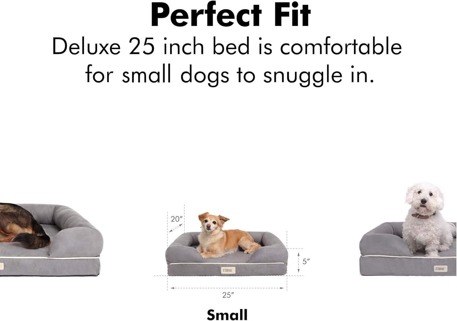 Cozy Orthopedic Small Dog Bed with Memory Foam, Calming Couch Design, Washable Cover & Non-Slip Bottom - Chester in Khaki Beige